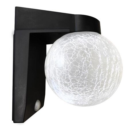 Applique murale boule craquelé crack ball wall noir verre h21cm d12cm