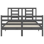 vidaXL Cadre de lit avec tête de lit gris 140x200 cm bois massif