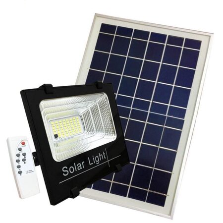 Projecteur solaire led 200w ip65 dimmable avec détecteur (panneau solaire + télécommande inclus) - blanc froid 6000k - 8000k - silam