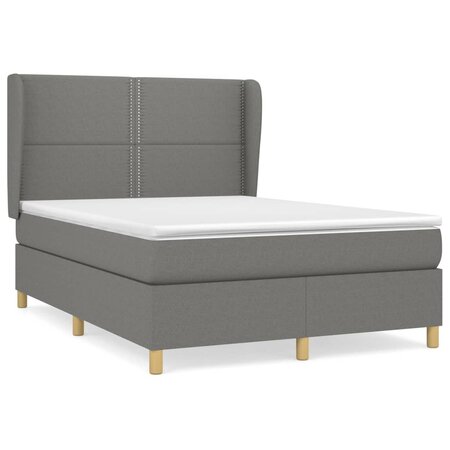 vidaXL Lit à sommier tapissier avec matelas Gris foncé 140x190cm Tissu