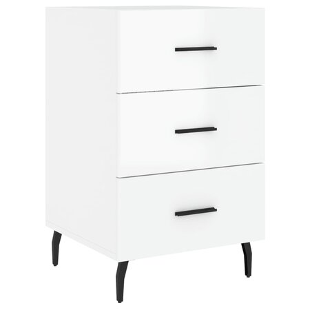 vidaXL Table de chevet blanc brillant 40x40x66 cm bois d'ingénierie