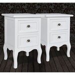 vidaXL Table de chevet 2 Pièces avec 2 tiroirs MDF Blanc