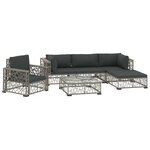 vidaXL Salon de jardin 6 Pièces avec coussins Résine tressée Gris