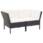 vidaXL Salon de jardin 6 Pièces avec coussins Résine tressée Noir