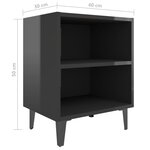 vidaXL Tables de chevet pieds en métal 2 Pièces Noir brillant 40x30x50 cm