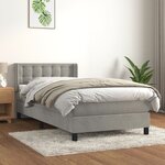 vidaXL Lit à sommier tapissier et matelas Gris clair 90x190 cm Velours