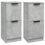 vidaXL Buffets 2 Pièces Gris béton 30x30x70 cm Bois d'ingénierie