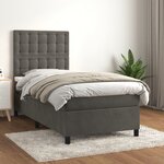 vidaXL Lit à sommier tapissier et matelas Gris foncé 90x190 cm Velours