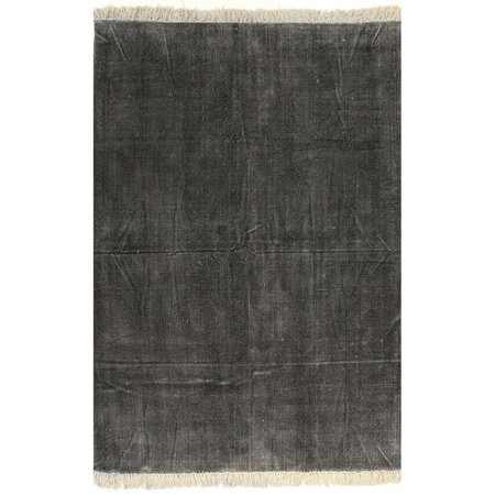 vidaXL Tapis Kilim Coton 160 x 230 cm Anthracite