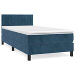 vidaXL Lit à sommier tapissier avec matelas Bleu foncé 100x200 cm