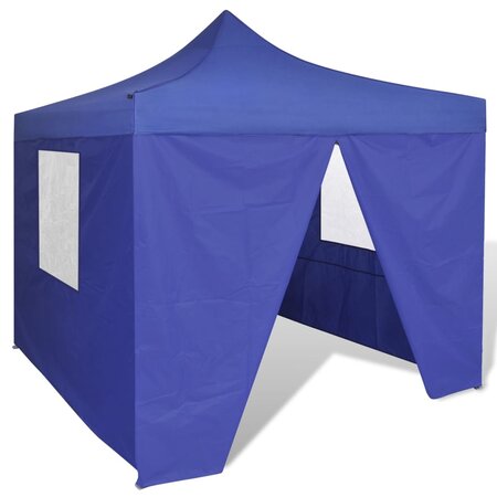 vidaXL Tente pliable avec 4 parois Bleu 3 x 3 m