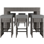 Tectake salon de jardin ibiza 6 places avec 2 sets de housses + housse de protection - gris