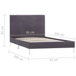 vidaXL Cadre de lit Gris Tissu 90 x 200 cm