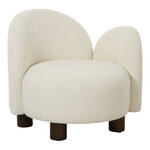 Chaise de salon ronde et blanche en polyester bouclé orienté côté gauche