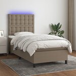 vidaXL Sommier tapissier avec matelas et LED Taupe 90x200 cm Tissu