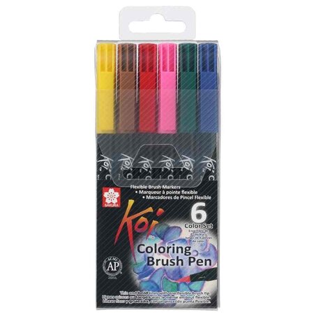 Etui de 6 feutres pinceau koi coloring brush couleurs de base sakura