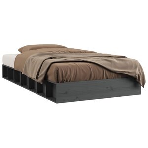 vidaXL Cadre de lit Gris 140x190 cm Bois massif