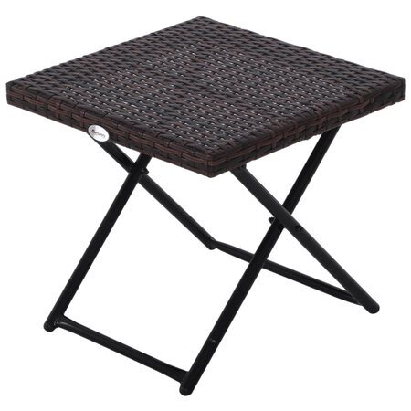 Table basse pliable de jardin style cosy chic dim. 40l x 40l x 40h cm métal époxy résine tressée imitation rotin marron