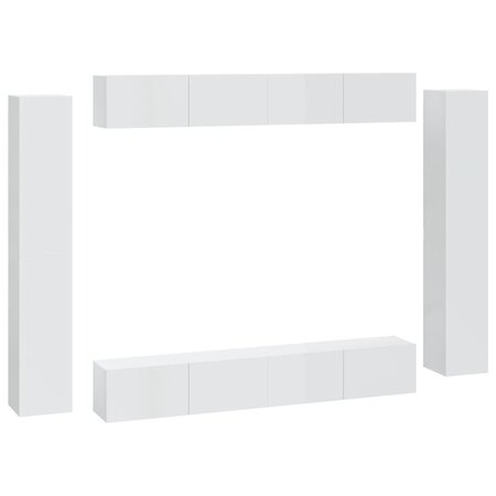 vidaXL Ensemble de meubles TV 8 Pièces Blanc brillant Bois d'ingénierie