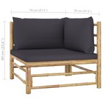 vidaXL Salon de jardin 11 Pièces avec coussins gris foncé Bambou
