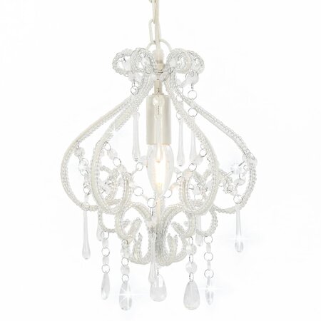vidaXL Plafonnier avec perles Blanc Rond E14