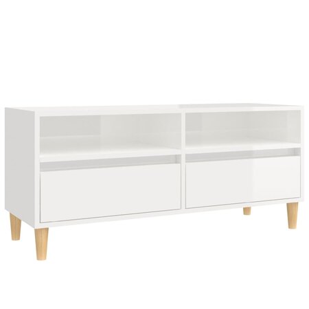 vidaXL Meuble TV blanc brillant 100x34 5x44 5 cm bois d'ingénierie