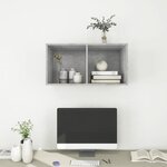 vidaXL Meuble TV mural Gris béton 37x37x72 cm Aggloméré