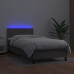 vidaXL Sommier tapissier et matelas et LED Gris 100x200 cm Similicuir
