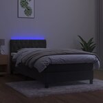 vidaXL Sommier tapissier et matelas et LED Gris foncé 90x200cm Velours