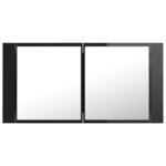 vidaXL Armoire à miroir de bain à LED Noir brillant Acrylique