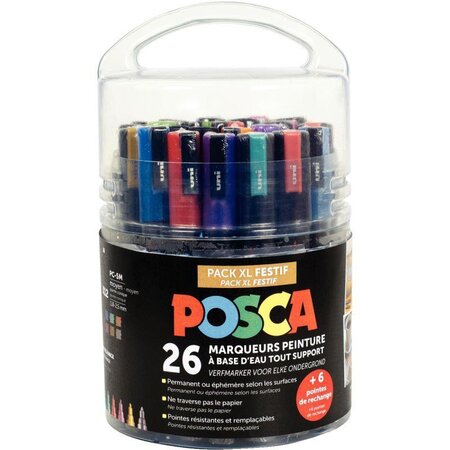 Seau de 26 marqueurs POSCA festif assortis