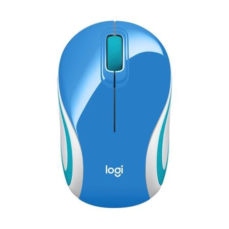 Logitech souris mini sans fil optique - m187 bleu