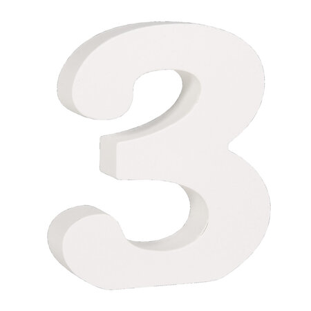 Chiffre 3 MDF Blanc 11 cm