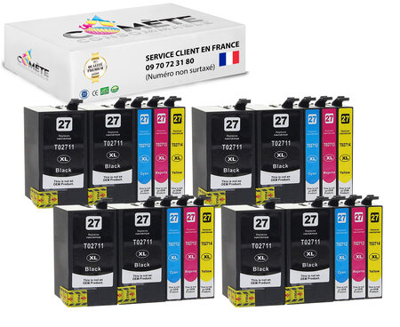 20 cartouche d'encre compatibles avec epson 27xl b8c4m4y4