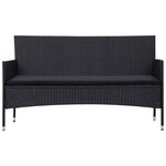 vidaXL Salon de jardin 5 Pièces avec coussins Résine tressée Noir