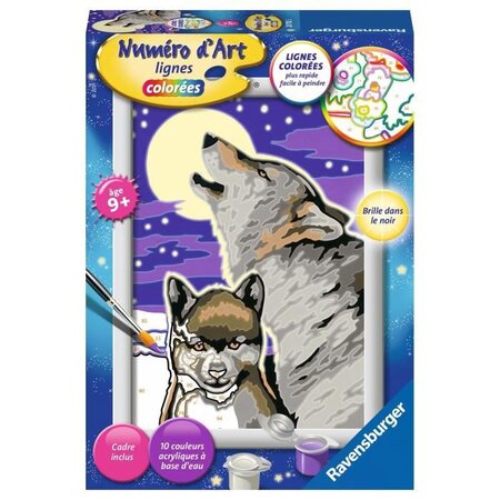 Numéro d'art - petit format - Cri du loup - Ravensburger - Kit complet de Peinture au numéro - Des 9 ans