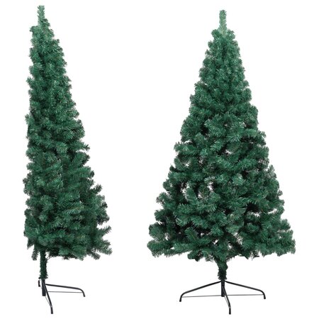 vidaXL Sapin de Noël artificiel moitié avec support vert 120 cm PVC