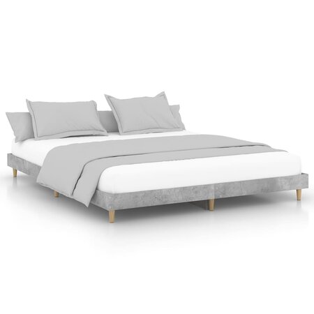 vidaXL Cadre de lit gris béton 180x200 cm bois d'ingénierie