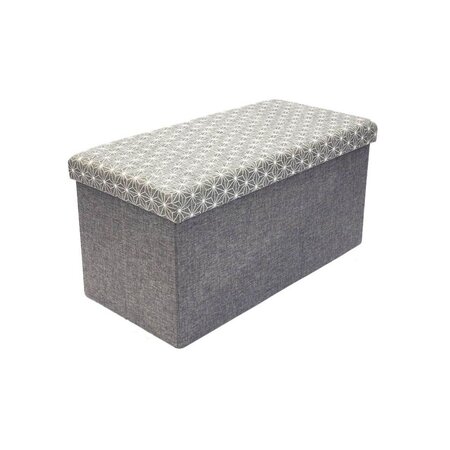 Coffre rangement banc tissu gris