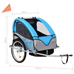 vidaXL Remorque à vélo et poussette pour enfants 2-en-1 Bleu et gris