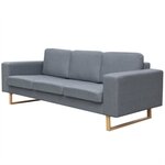 vidaXL Canapé avec 3 places Tissu Gris clair