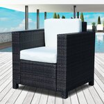 Fauteuil canape salon de jardin resine rotin tresse brun 1 place