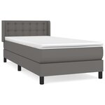 vidaXL Lit à sommier tapissier avec matelas Gris 90x200 cm Similicuir