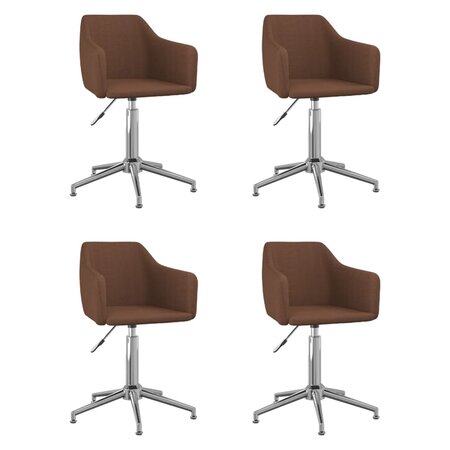 vidaXL Chaises pivotantes à manger lot de 4 marron tissu