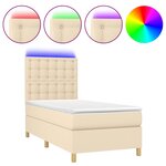 vidaXL Sommier tapissier avec matelas et LED Crème 100x200 cm Tissu