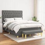vidaXL Lit à sommier tapissier avec matelas Gris foncé 140x190cm Tissu