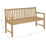 vidaXL Banc de jardin et coussin bleu royal 150 cm Bois de teck massif