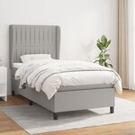 vidaXL Lit à sommier tapissier et matelas Gris clair 90x190 cm Tissu
