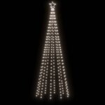 vidaXL Sapin de Noël avec piquet Blanc froid 310 LED 300 cm