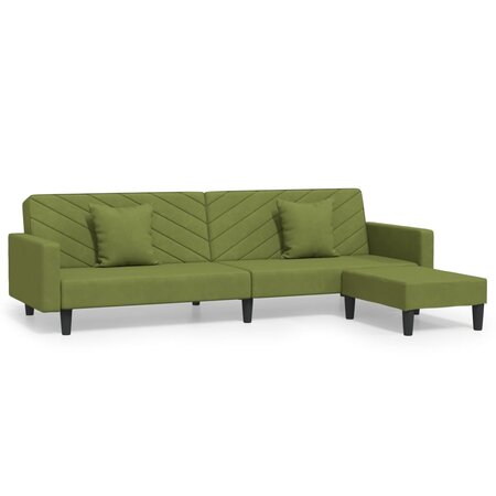 vidaXL Canapé-lit 2 places 2 oreillers repose-pied Vert clair Velours